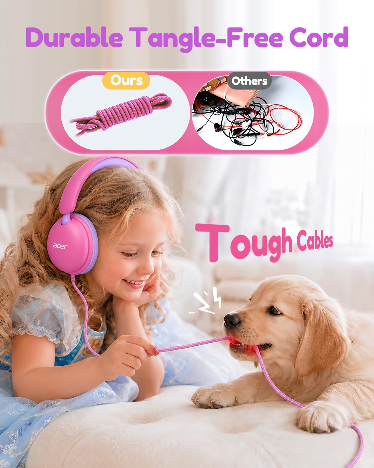 Acer OHW355 Kids Headphones with Cord for School,Over Ear Wired Headphones