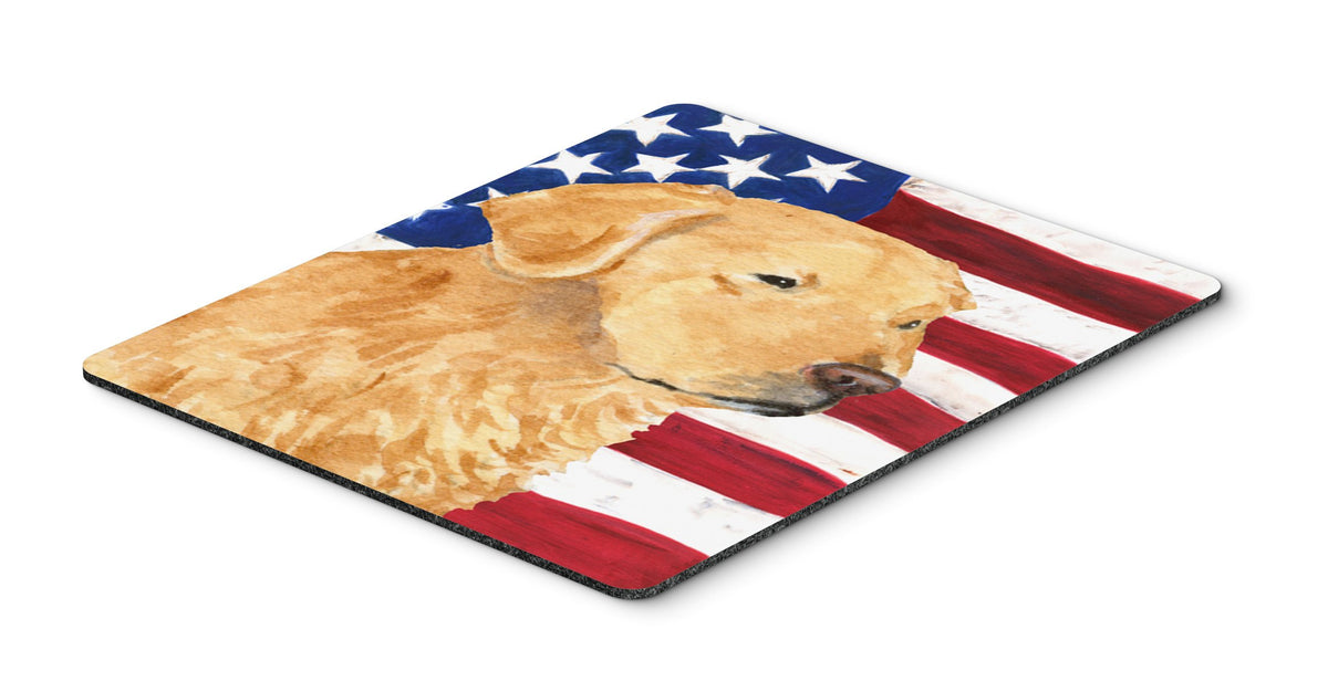 Caroline's Treasures SS4055MP USA American Flag with Golden Retriever Mouse Pad, Hot Pad or Trivet for Home Office Gaming Working Computers Laptop