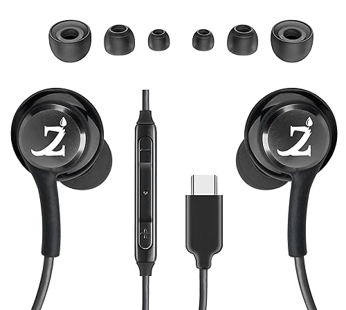 ZAMZAM PRO USB-C Type Stereo Headphones with Hands-Free Built-in Microphone Buttons + Crisp Digital Titanium Clear Audio!