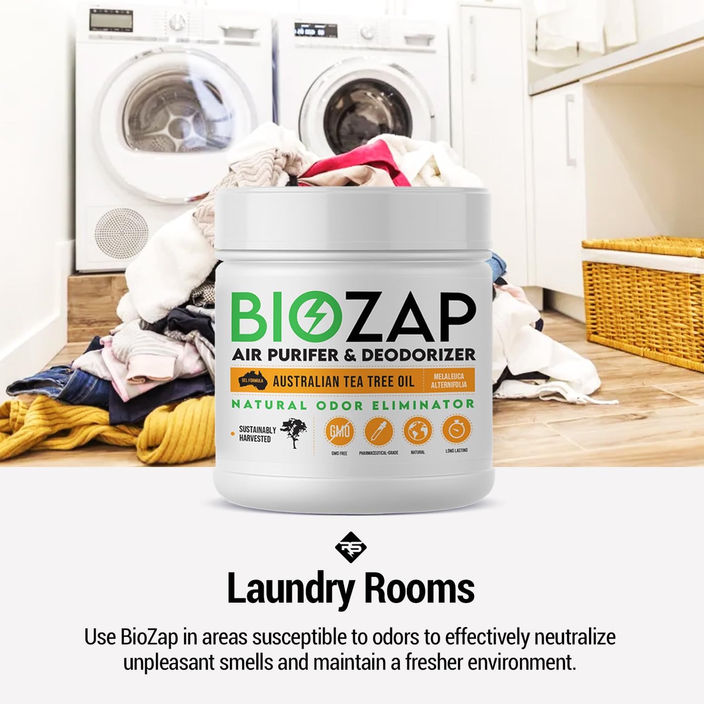 BioZap Air Purifier & Deodorizer (2-Pack) Pharmaceutical-Grade Australian Tea-Tree Oil Gel, Naturally Cleans Odors, Basements, Crawlspaces, Boats