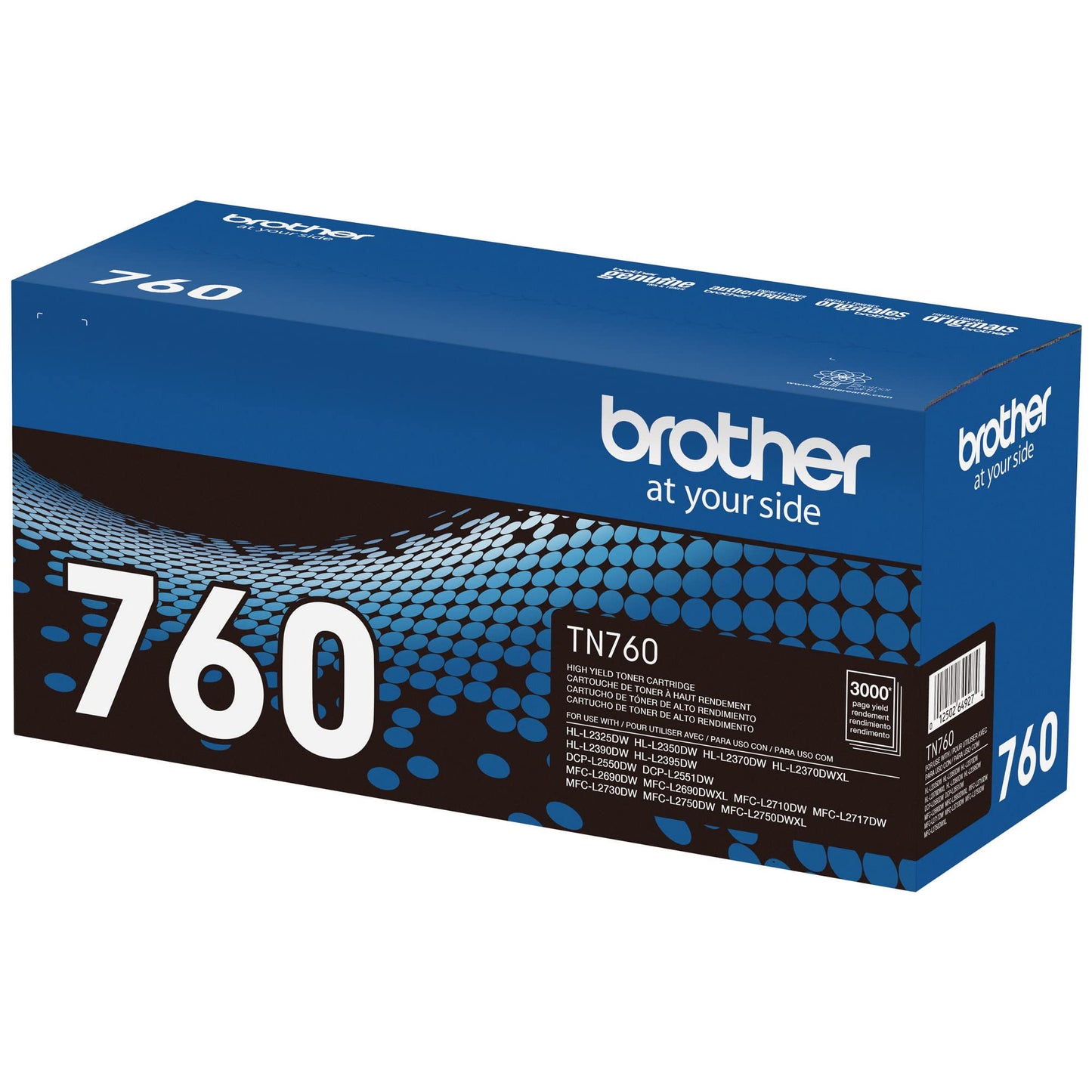 Brother Genuine TN760 High Yield Black Toner Cartridge, (for use with MFC-L2710DW MFC-L2750DW HL-L2350DW HL-L2370DW HL-L2395DW HL-L2390DW DCP-L2550DW