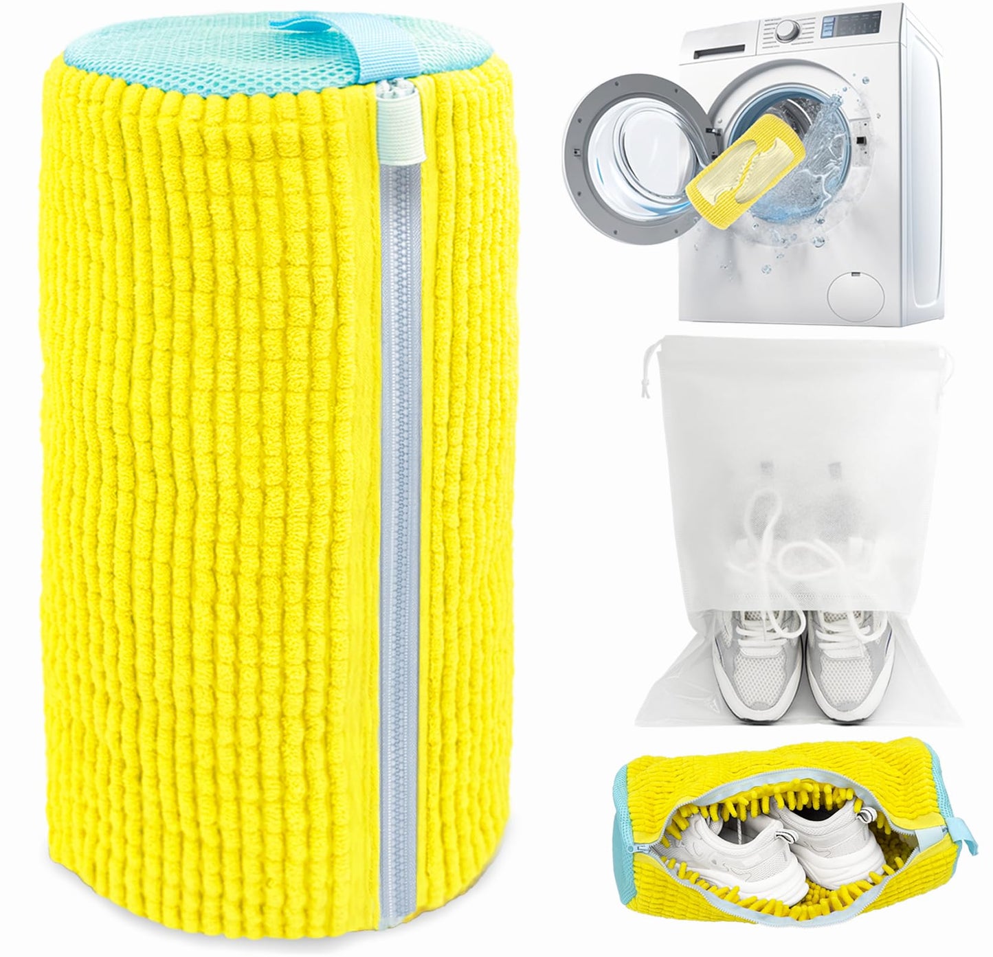 Shoe Washing Machine Bag – Reusable Laundry Bag for Sneakers & Tennis Shoes, Microfiber Lining, Self-Locking Zipper + Storage Bag