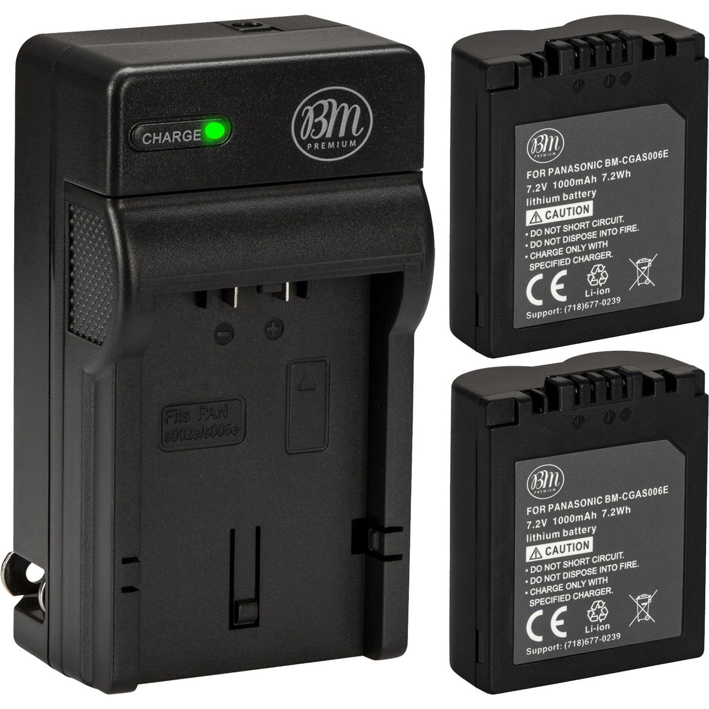 BM Premium Pack of 2 CGA-S006 Batteries and Battery Charger for Panasonic Lumix DMC-FZ7, DMC-FZ8, DMC-FZ18, DMC-FZ28, DMC-FZ30, DMC-FZ35, DMC-FZ38
