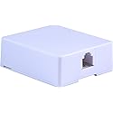 Power Gear Surface Mount Jack, Attach to Walls, Receptacles, Baseboards, Compatible with Standard Phone Plugs, RJ14, RJ11, Answering Machines, Modems