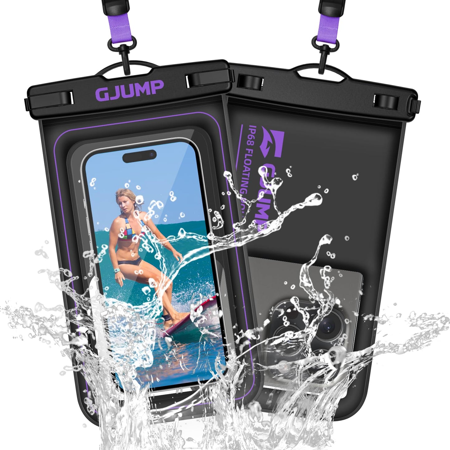 GJUMP Waterproof Phone Pouch Floating, 2 Pack IP68 Dry Bag Cell Phone Case