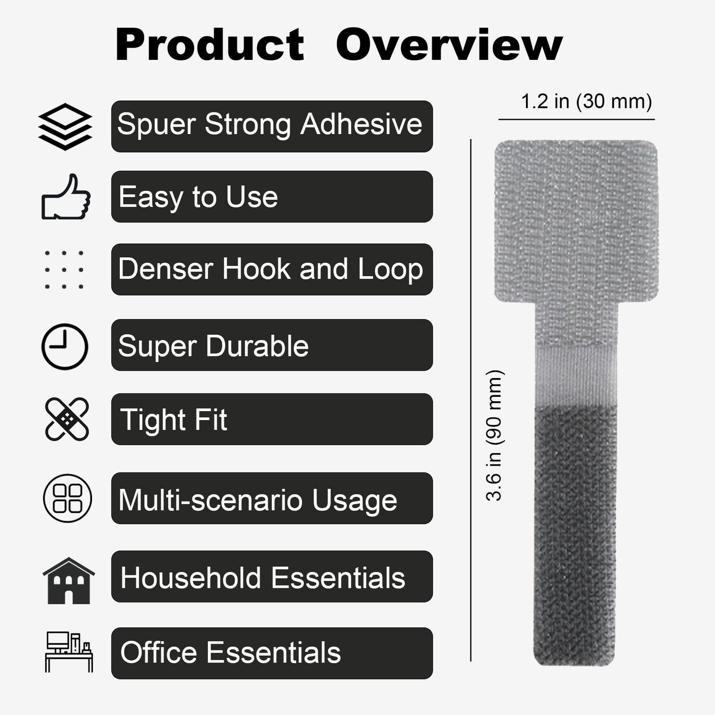 Strong Hold Self-Adhesive Cable Management Under Desk - 40 PCS Cord Organizers, Adjustable Hook and Loop Cable Ties, Reusable Cord Holder, Cable Hider