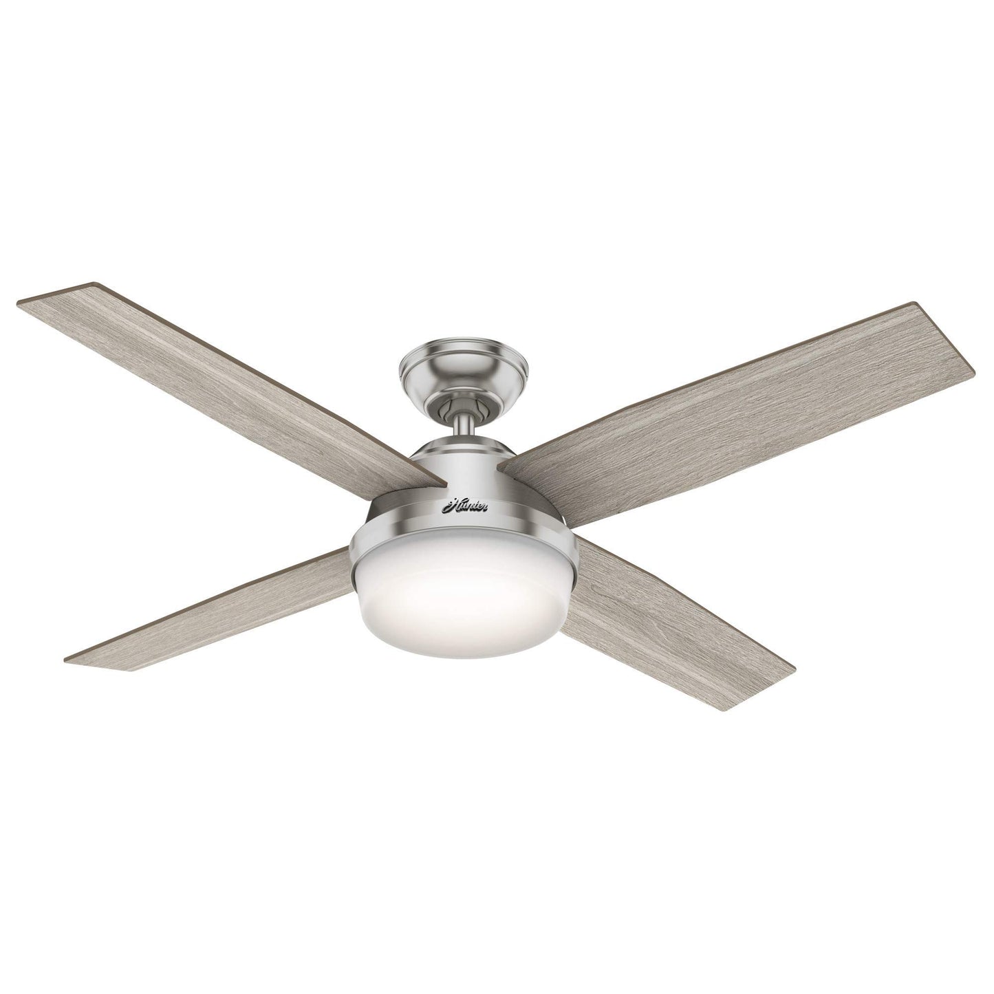 Hunter Fan 52 inch Contemporary Indoor Brushed Nickel Ceiling Fan with Light Kit and Remote Control (Renewed)