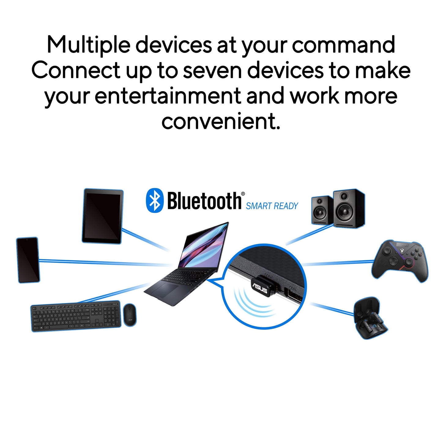 ASUS USB-BT600 Bluetooth 6.0 Adapter, Supports Up to 7 Device Connections, Ultra-Compact, Compatible with Windows 11/10 & Linux for Desktop and Laptop