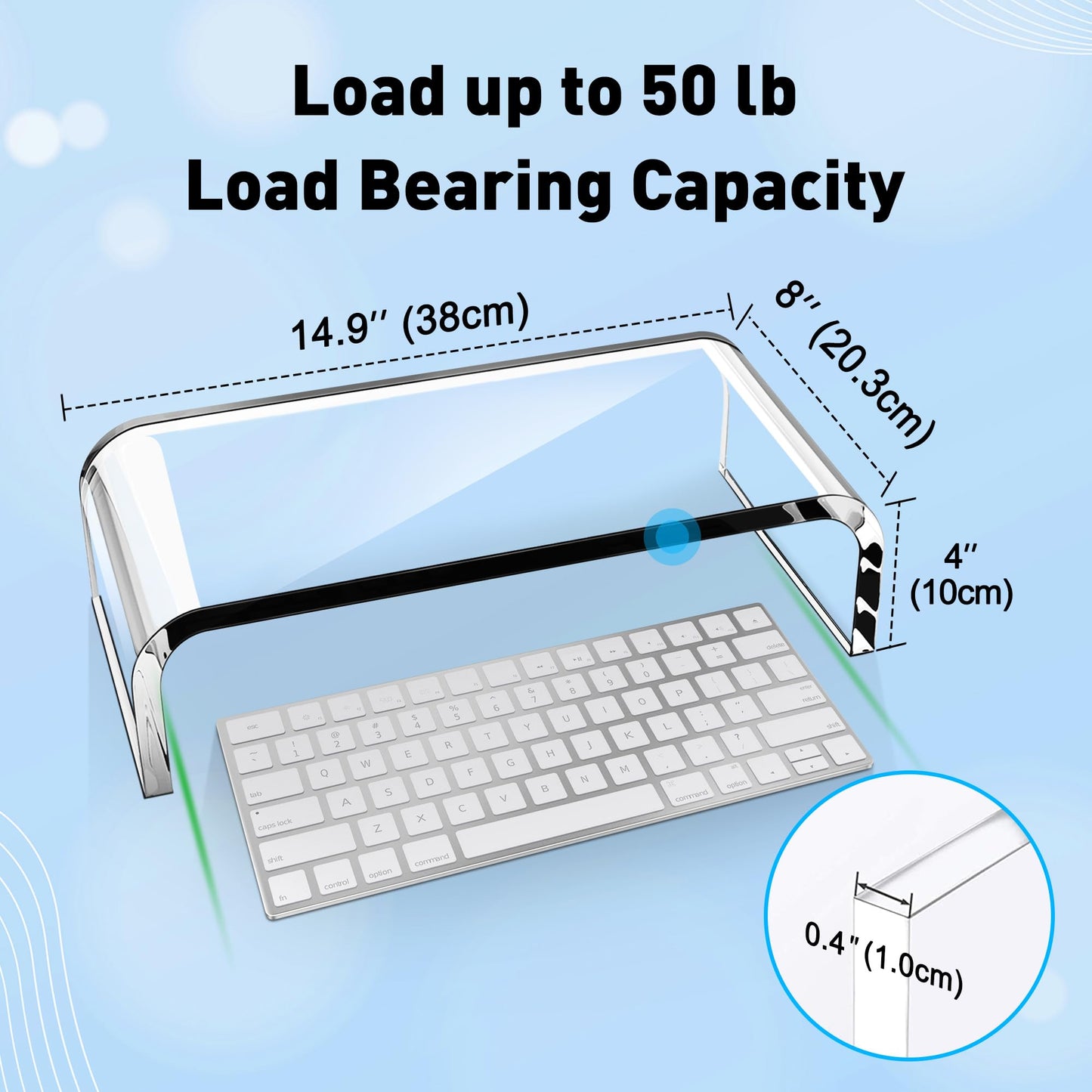 AboveTEK Acrylic Monitor Stand - Clear Monitor Riser & Computer Desk Stand, Premium Acrylic Laptop Stand for Home Office, PC TV Stand with Keyboard