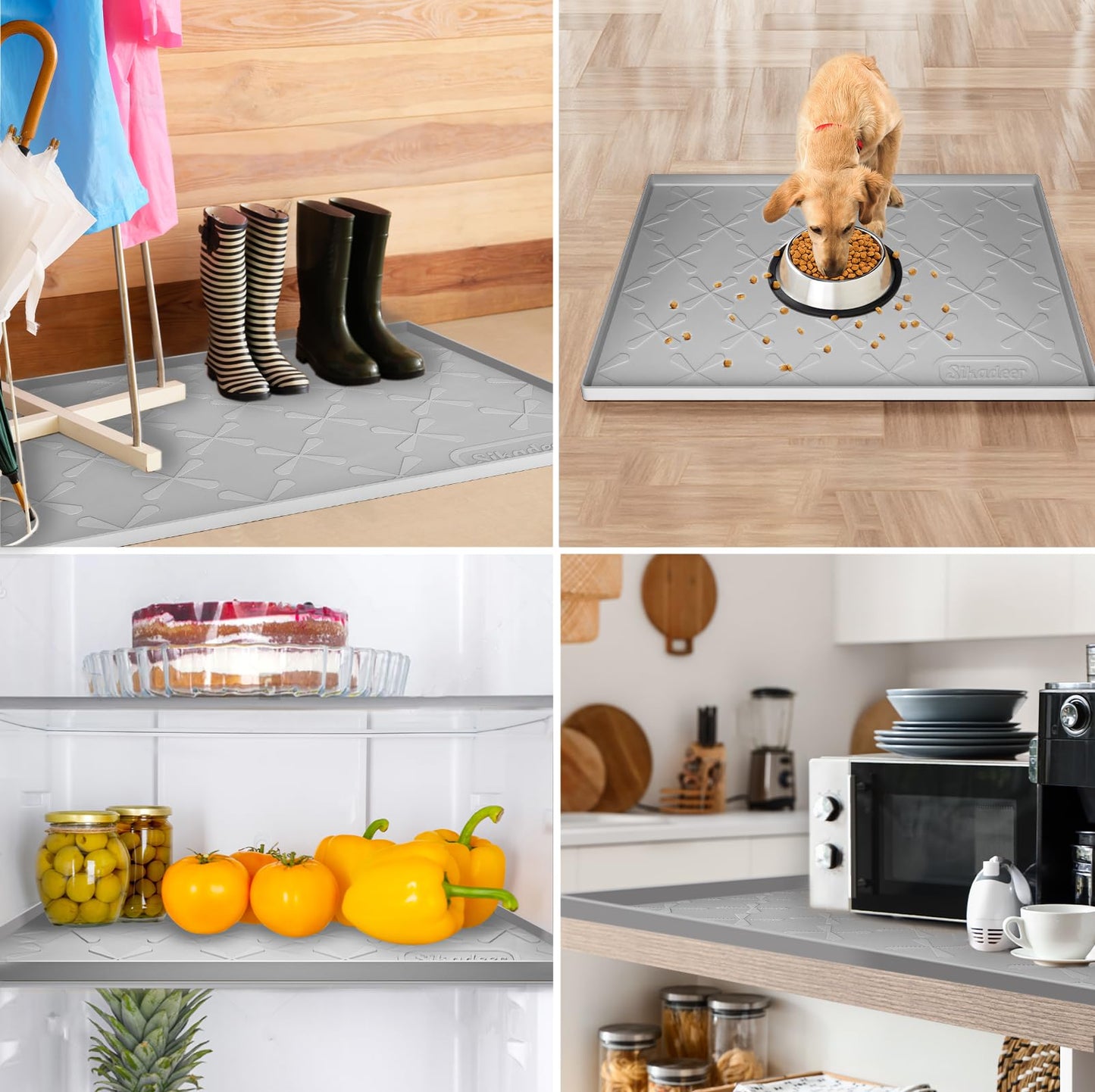 SIKADEER 34"x22" Under Sink Silicone Mat – Waterproof Drawer, Shelf & Cabinet Liner, Kitchen Sink Protector, Boot Tray & Pet Mat