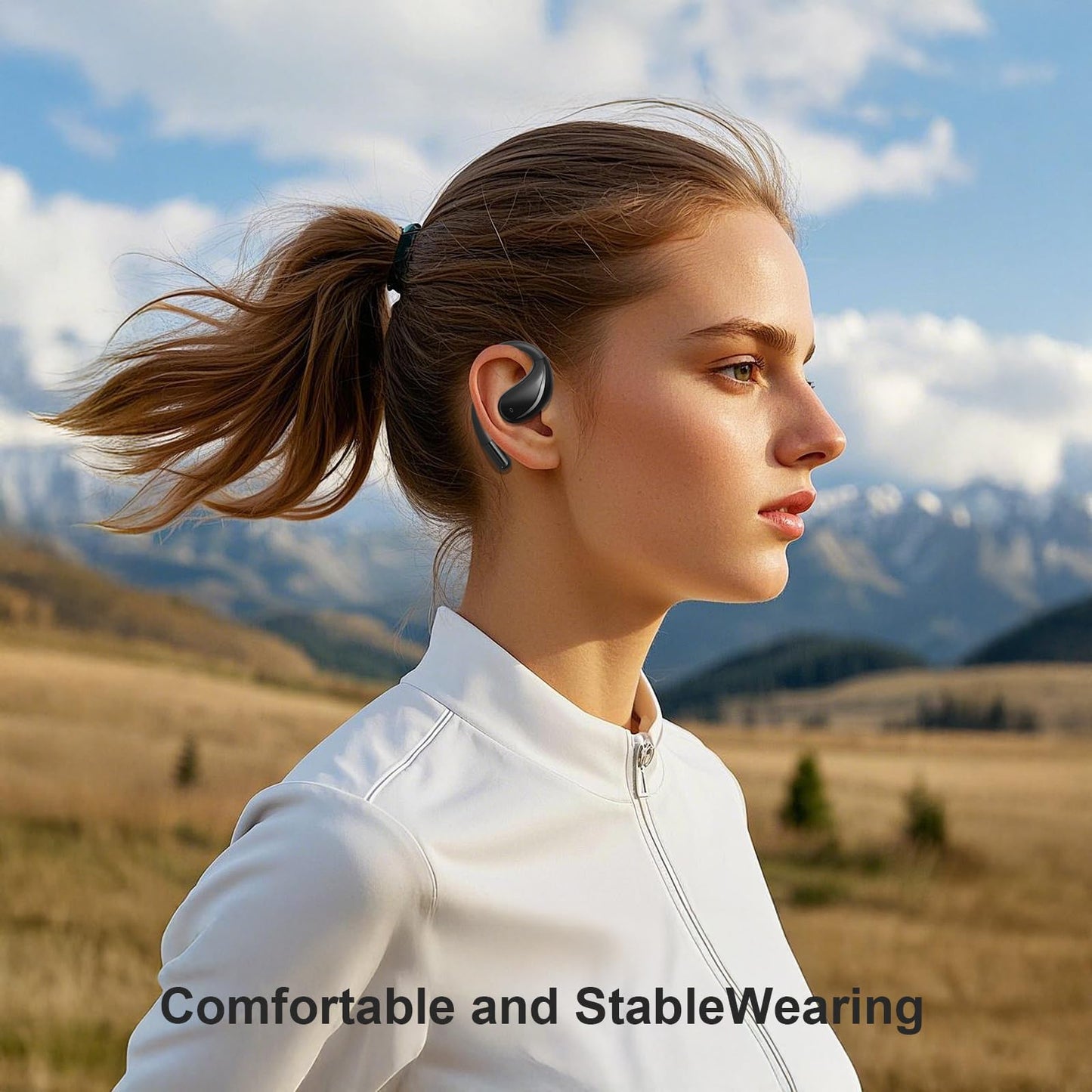 Psadhi Open Ear Clip Wireless Earbuds Bone Conduction Headphones, Bluetooth 5.4, Open Ear Design for Running Fitness,Office,Built-in Mic, IPX7…