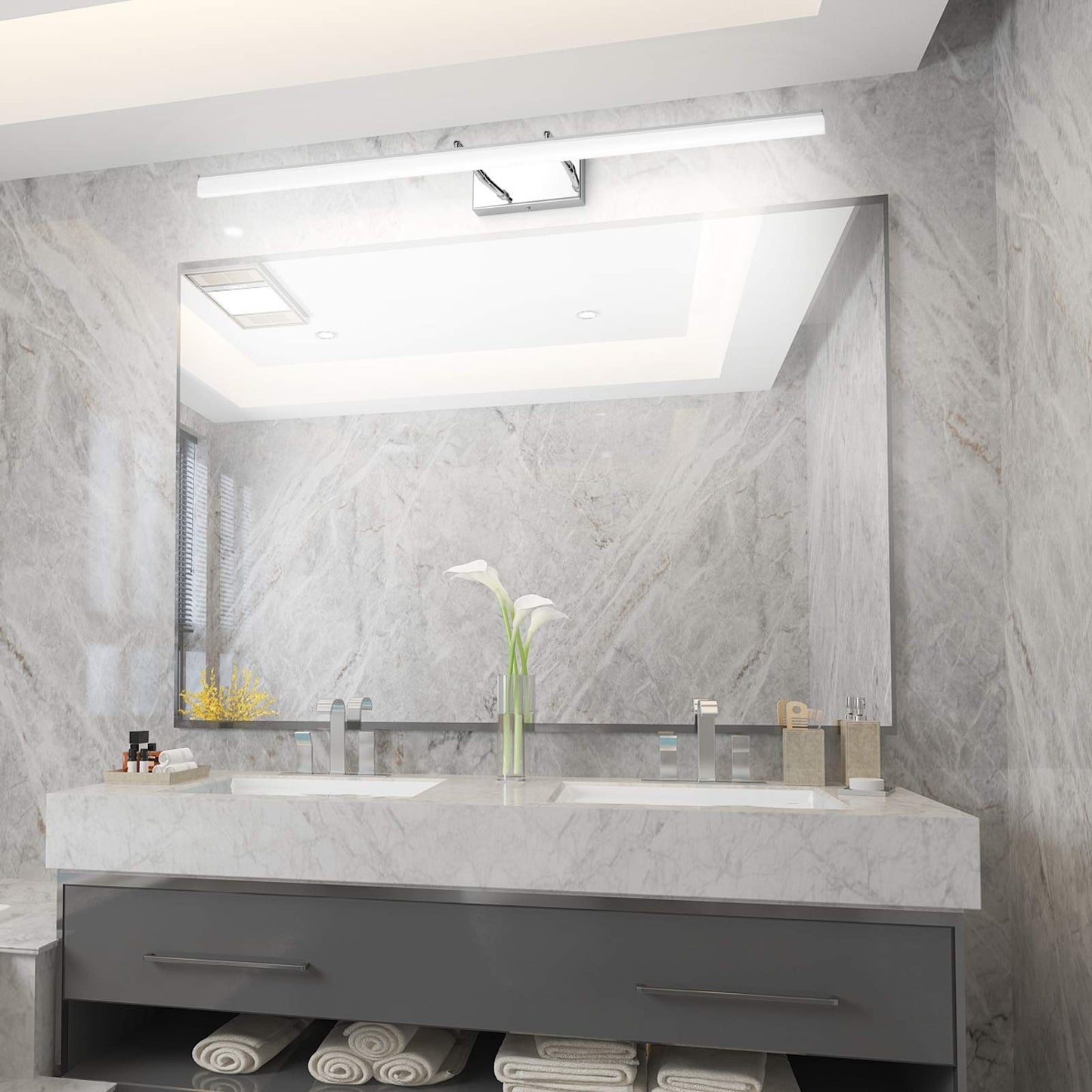 Aipsun 40 inch Modern LED Vanity Lights Adjustable Bathroom Light Fixtures Over Mirror Chrome Vanity Lighting 5500K