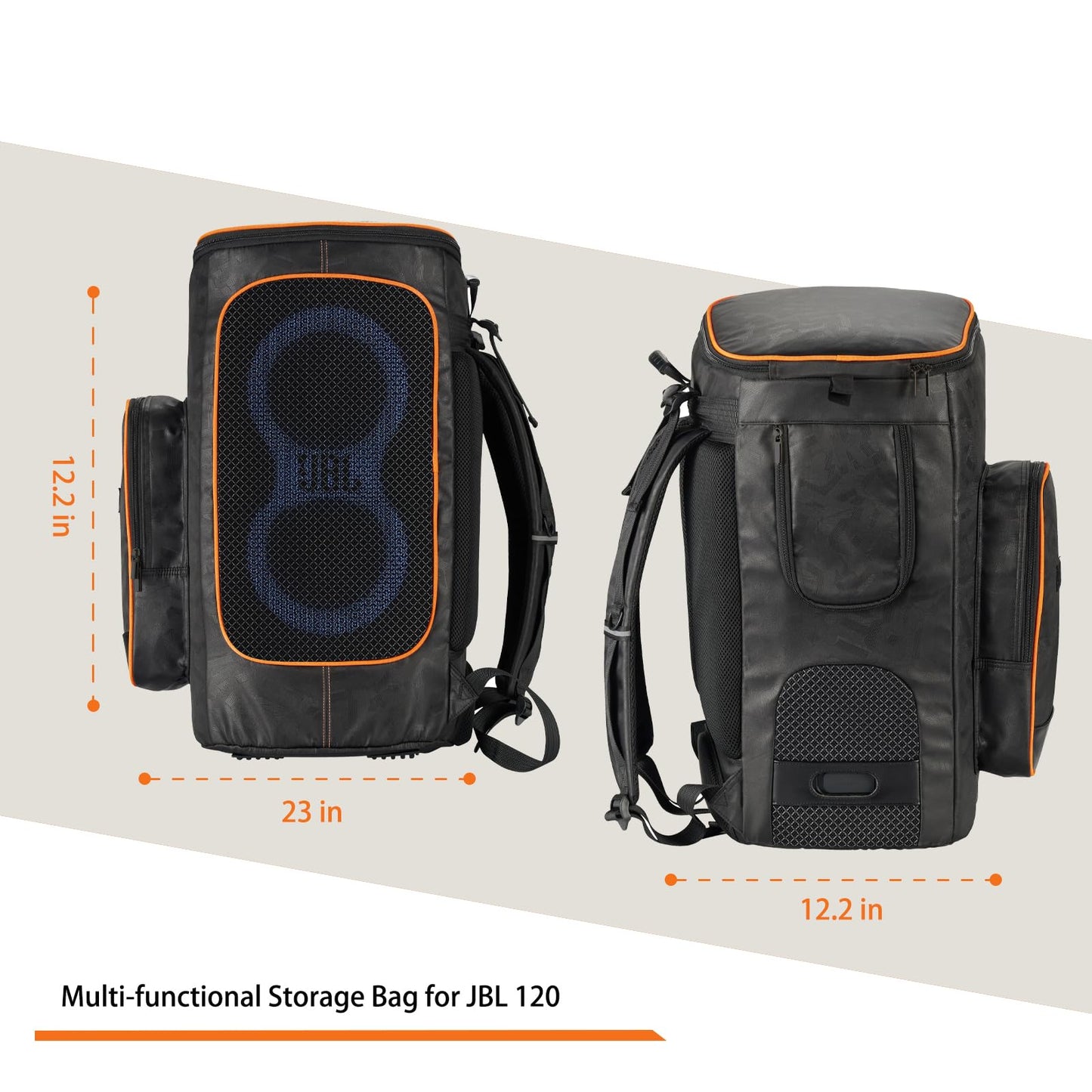 Jeachan Speaker Bag Rugged Speaker Bag Carry Case Compatible with JBL Party Box 120, Portable Speaker Carry Bag Backpack