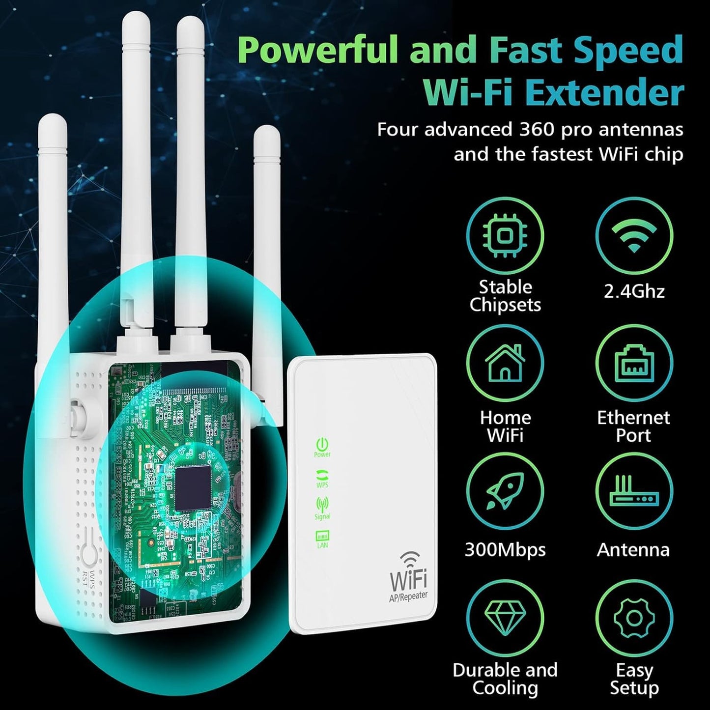 Jancane WiFi Extender Signal Booster Up to 10000sq.ft and 55 Devices