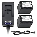 Kastar LED Super Fast Charger + 2 Battery Replacement for Panasonic VW-VBK360 HC-V10 V100 V100M V500 V500M V700M HDC-HS60 HS80 SD90 SDX1H TM40 TM41
