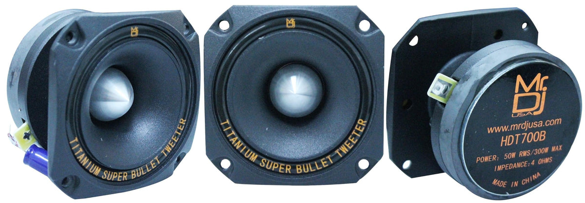 MR DJ HDT700B 3.5-Inch Titanium Bullet High Compression Tweeter with 10 Ounce Ferrite Magnet (Black)