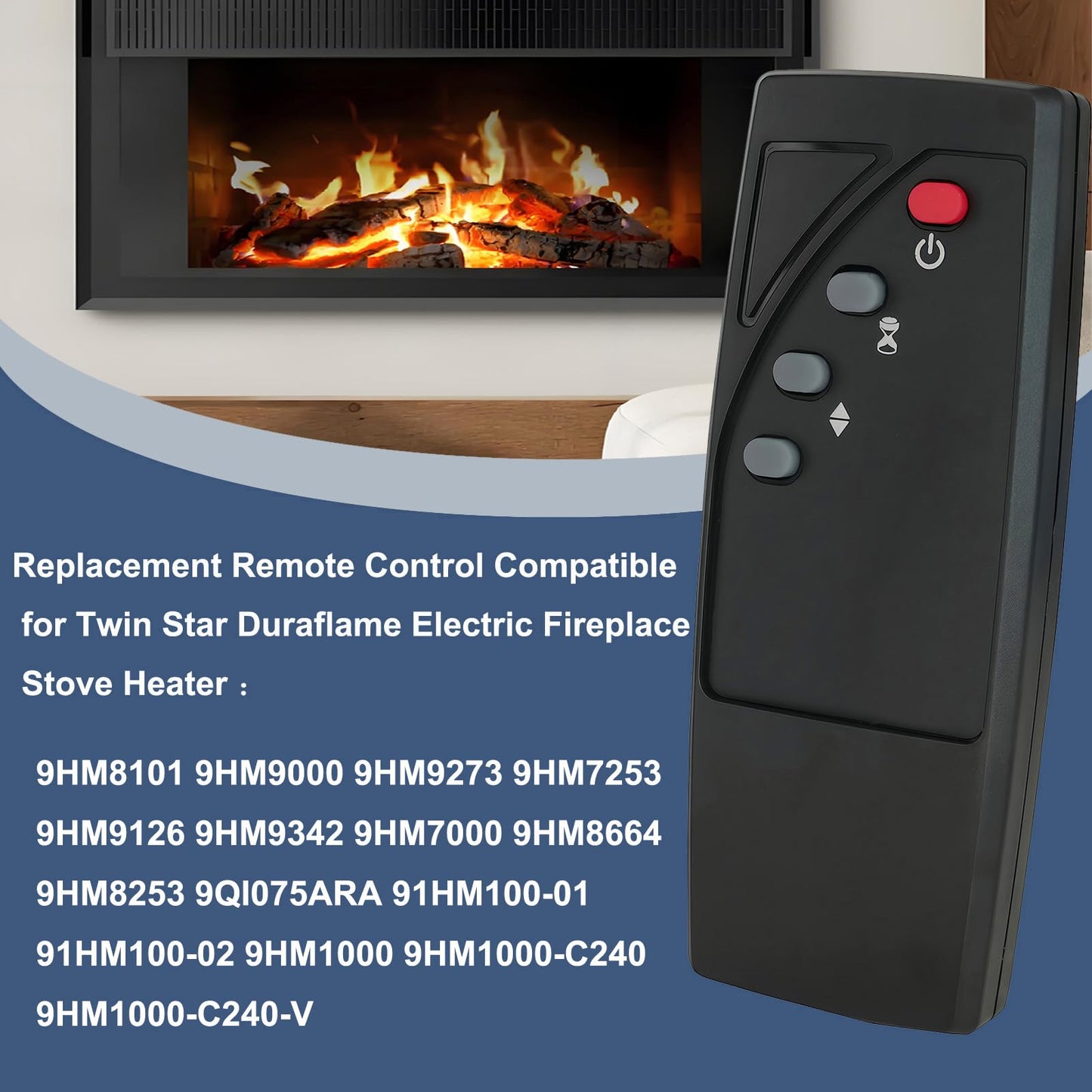 Replacement Remote Control Compatible for Twin Star Duraflame Electric Fireplace Stove Heater Infrared Remote 9HM8101 9HM9000 9HM9273 9HM7253 9HM9126