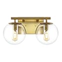 SAFAVIEH Lighting Collection Severa Brass/Clear Glass Globe Shade 2-Light Wall Sconce Light Fixture, Ideal for Bathroom, Entryway, Vanity, Foyer