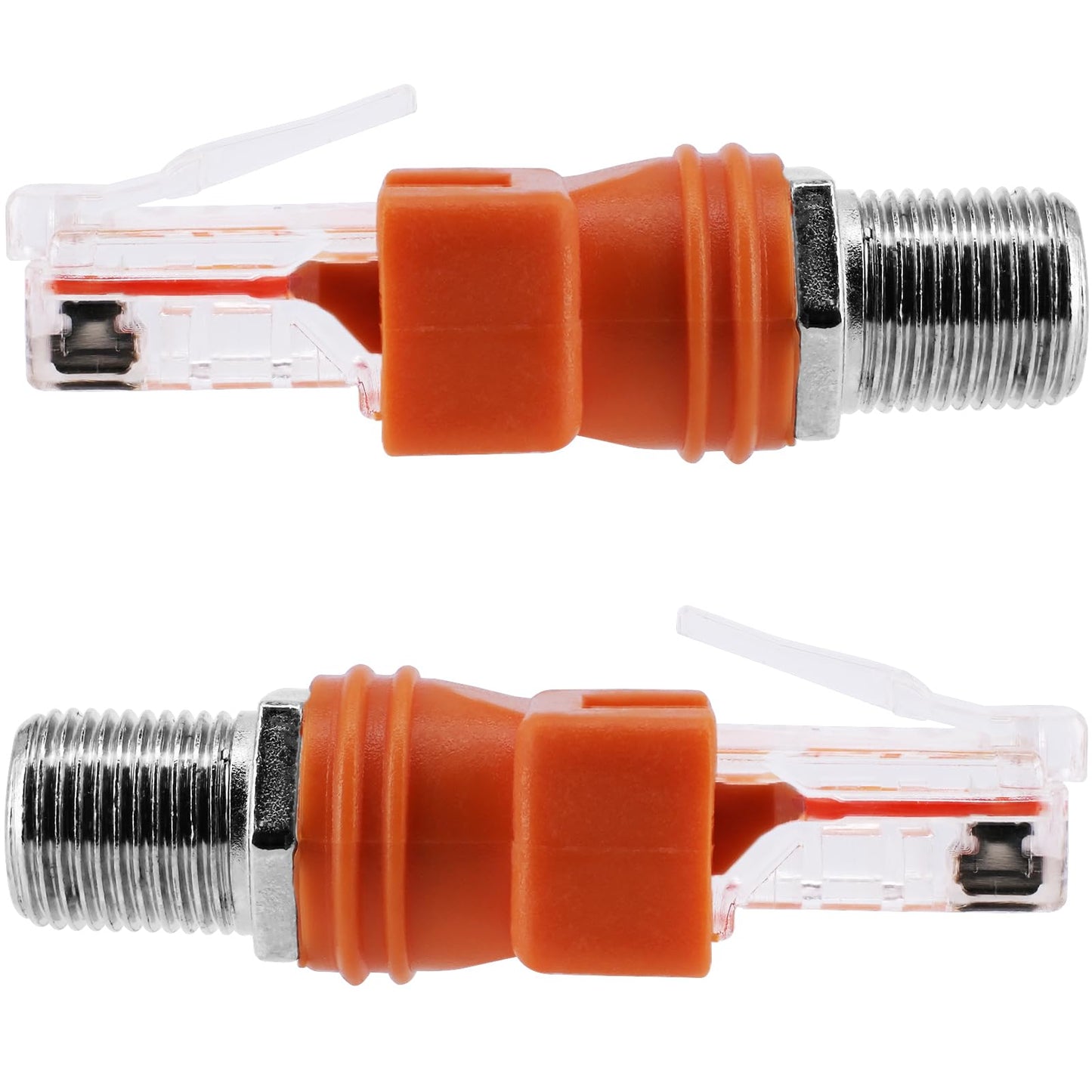 BERANMEY RF to RJ45 Converter Adapter, 2 Pack F Female to RJ45 Male Ethernet Adapter Coaxial Coupler Coax Straight Connector