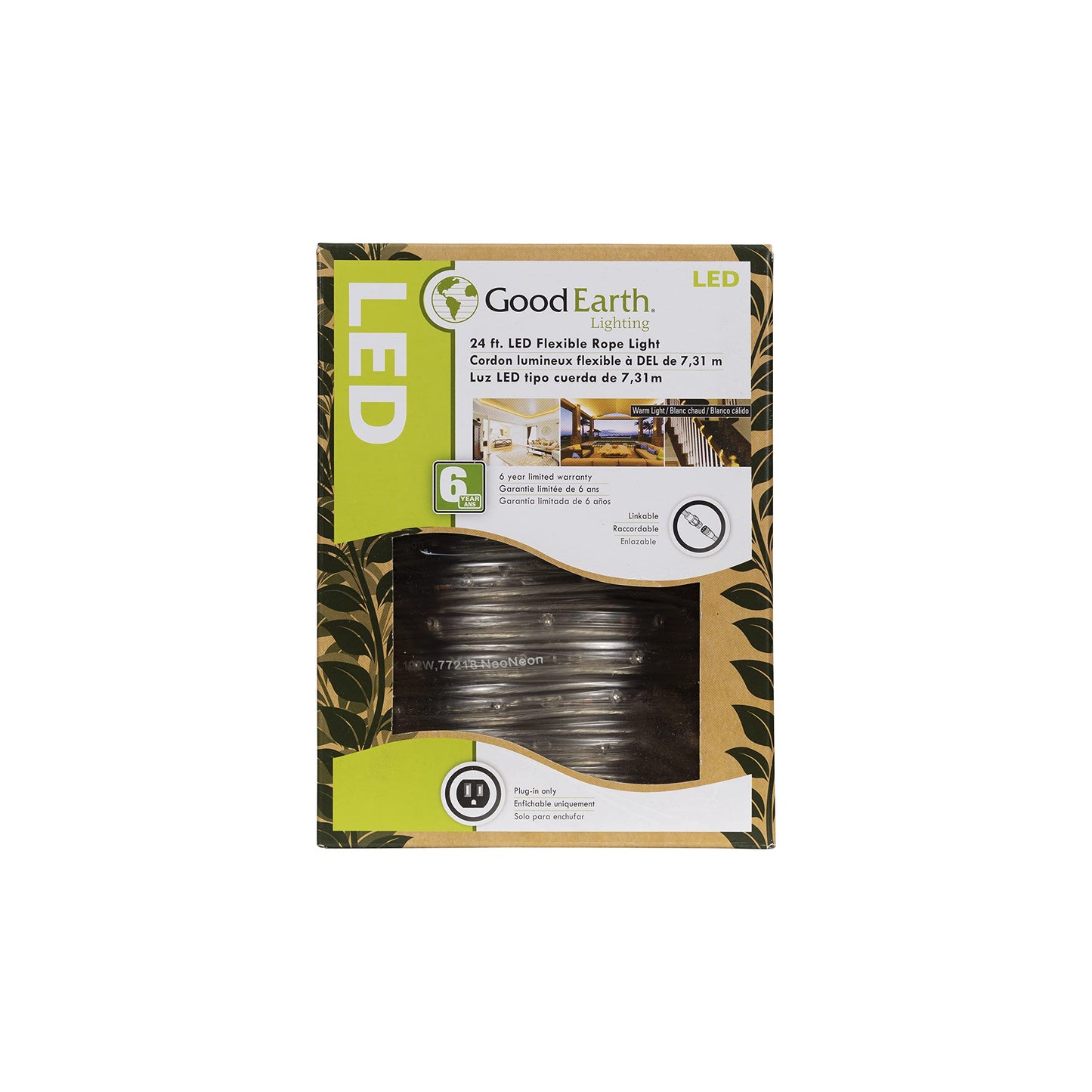 Good Earth Lighting LED Clear Rope Light, 24'