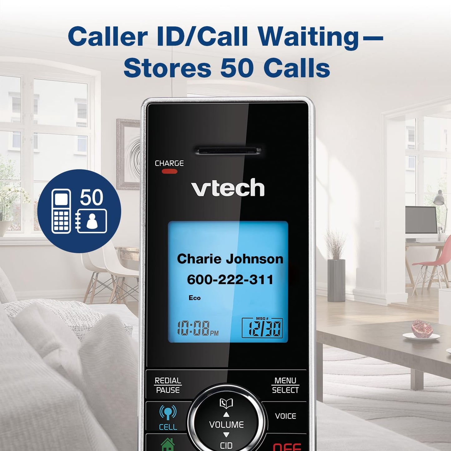 VTech DS6771-3 Connect to Cell, Cordless Phone with Answering Machine, DECT 6.0 Headset+2 Handset Intercom, Bluetooth, Caller ID/Call Waiting