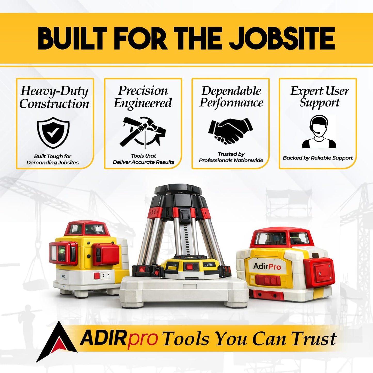 AdirPro Aluminum Prism Pole Tripod | Adjustable Range Pole Tripod with Quick-Release Clamp | for Survey Pole, Rover Rod, GPS & GNSS RTK | Total