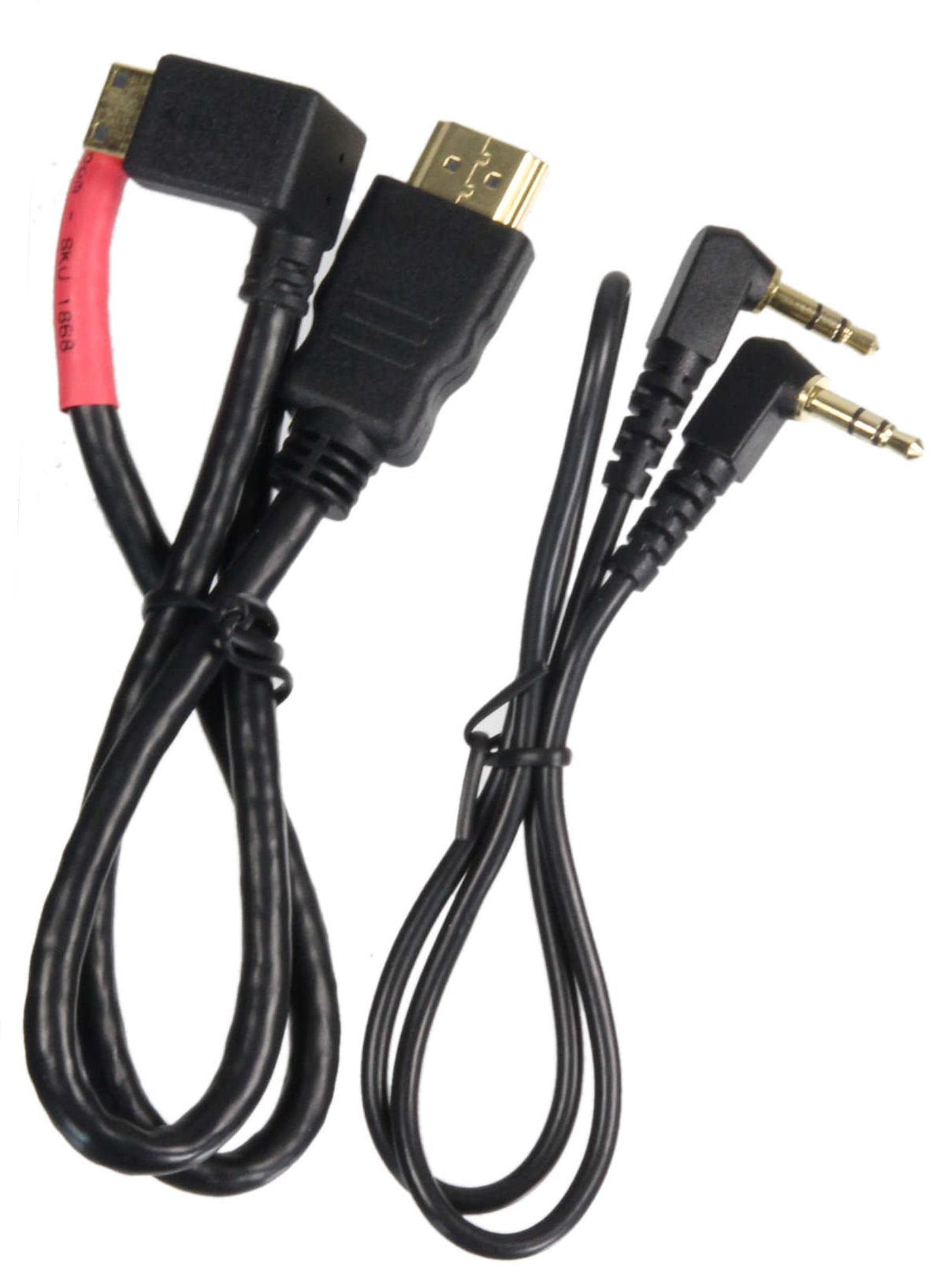 ALZO DSLR Audio and Video Right Angle Short Cord Cables Kit Red for Canon 60D Compatible with HDMI