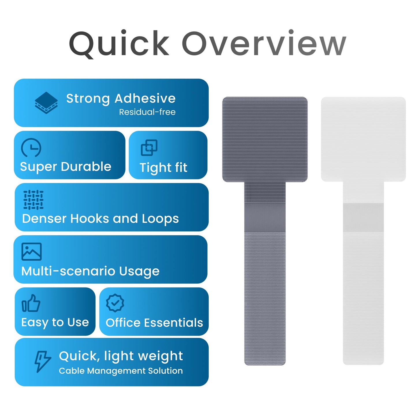 LX IntMfr. Hook and Loop Cable Ties, Self Adhesive Hook and Loop Cable Straps, Sticky-back Cord Organizer, Cable Clip, Household & Office Essentials