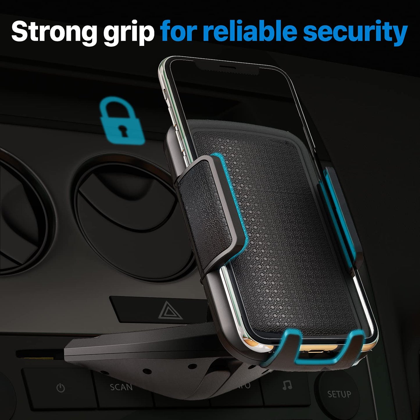 Bestrix Cell Phone Holder for Car, CD Slot Car Phone Holder, Hands Free Car Mount with Strong Grip Universal for iPhone14/13/12/11/11Pro/Xs