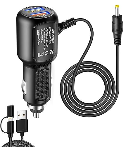 DC 12V Car Charger for Portable DVD Player,Replacement Car Cigarette Lighter Adapter Power Cord for Sylvania/DBPOWER/UEME/HDJUNTUNKOR/DRJ,Dual Port