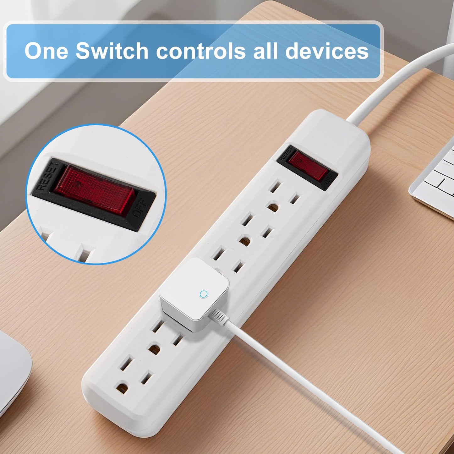 PowerEnvy 6-Outlet Surge Protector 2pk - 250 Joules, 2ft Cord, 15A/125V, 1875W Max - Right Angle Plug, Black - Home, Office, & Electronics Protection