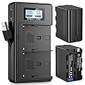 NP-F970 Battery and Charger-2x8800mAh Dual USB NPF Battery with LCD Screen for Camcorder/Light/Camera/Handycam/Monitor,Replacement Fast Charger