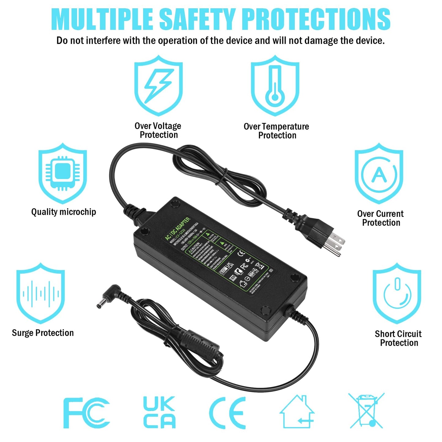 12V 10A Power Supply Adapter 120W 110-240V AC to DC 24V Transformer, 24 Volts DC Power Supply for LED Light CCTV Camera Monitor, 120W Switching…