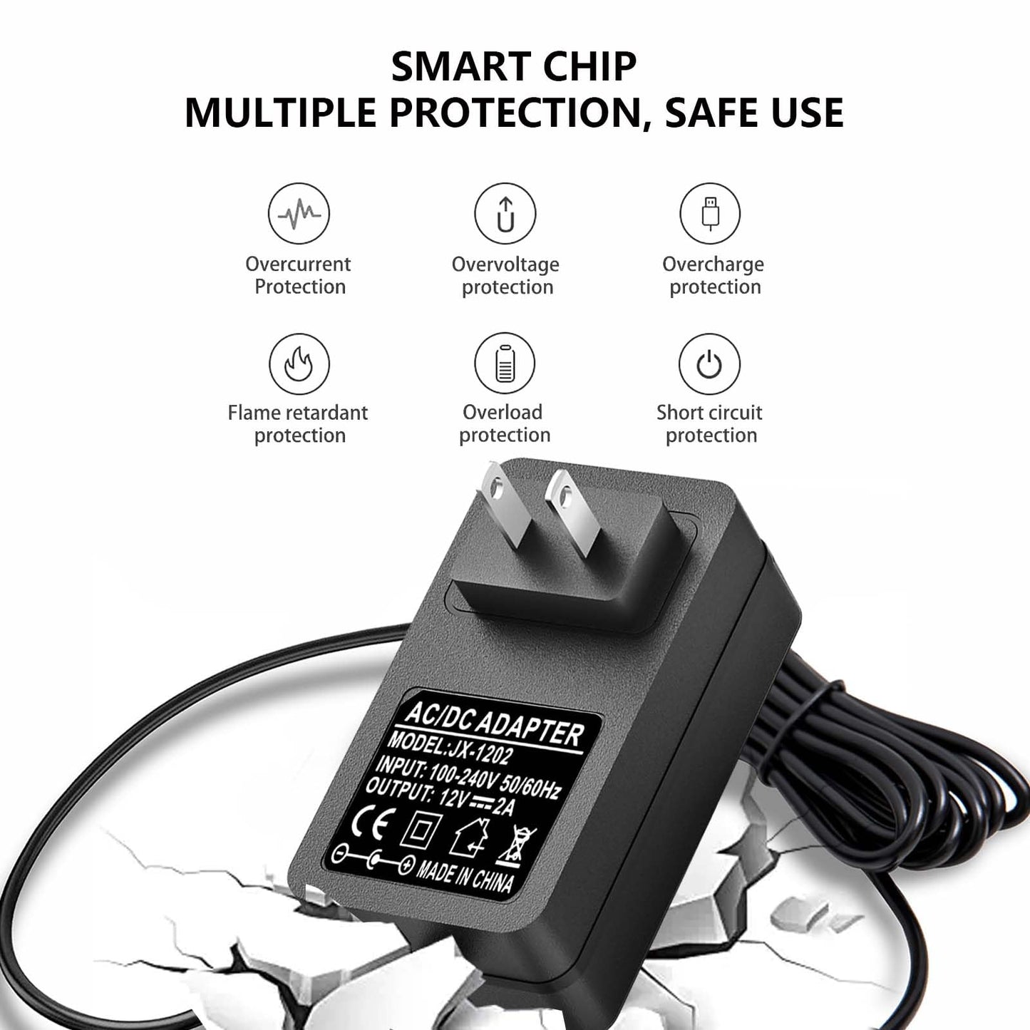 ycwwzzh 12V AC/DC Portable DVD Player Charger Power Adapter Compatible for UEME, HDJUNTUNKOR, Sunpin, Sylvania, Philips, Craig, Cooau, DBPower…