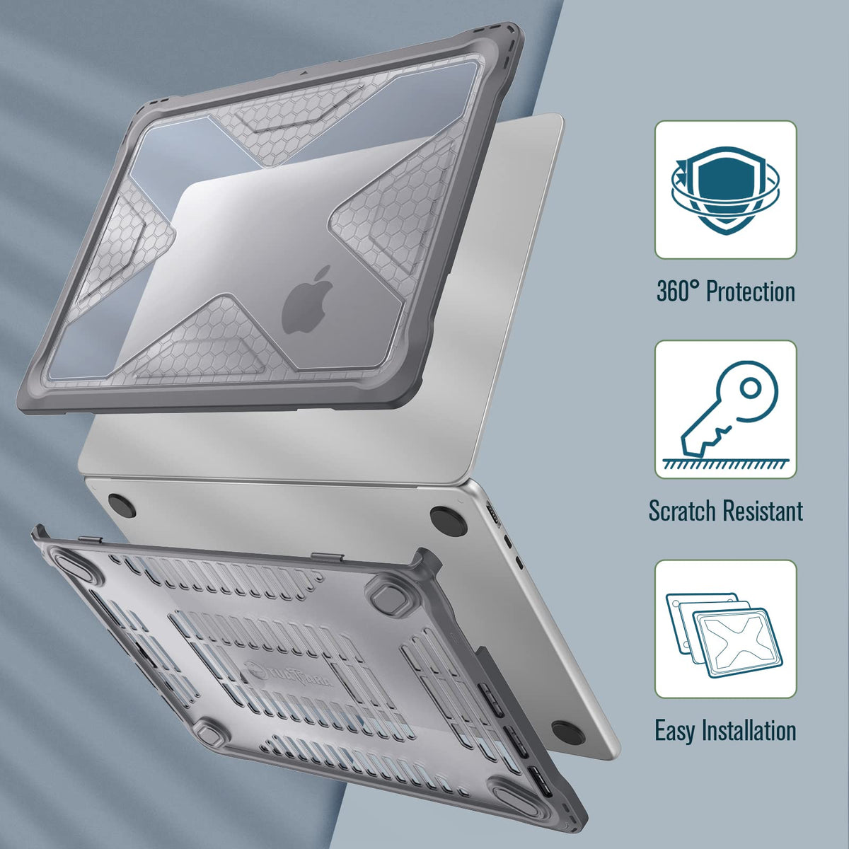 Fintie Rugged Case for MacBook Air 13 Inch, Gray