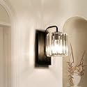 Grneric Crystal Wall Sconces,Black Sconce Wall Light Fixtures Modern Sconces Wall Lighting Single Indoor Wall Sconce for Living Room Bathroom Hallway