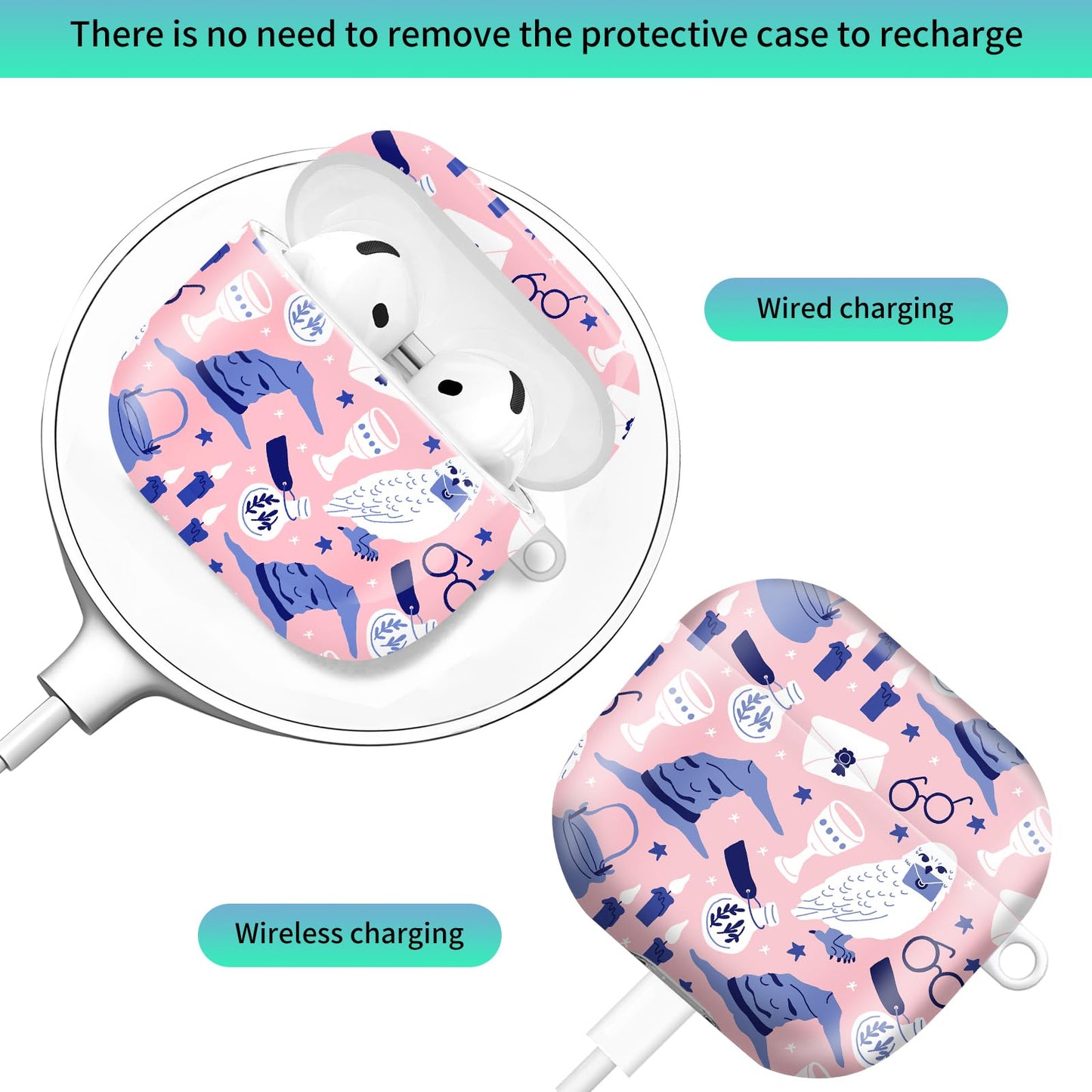 Compatiable with AirPod 4 Protective Case 2024, Soft Protective Case with Keychain for Women,Cute Shockproof Charging Case Cover for AirPod 4(Owl