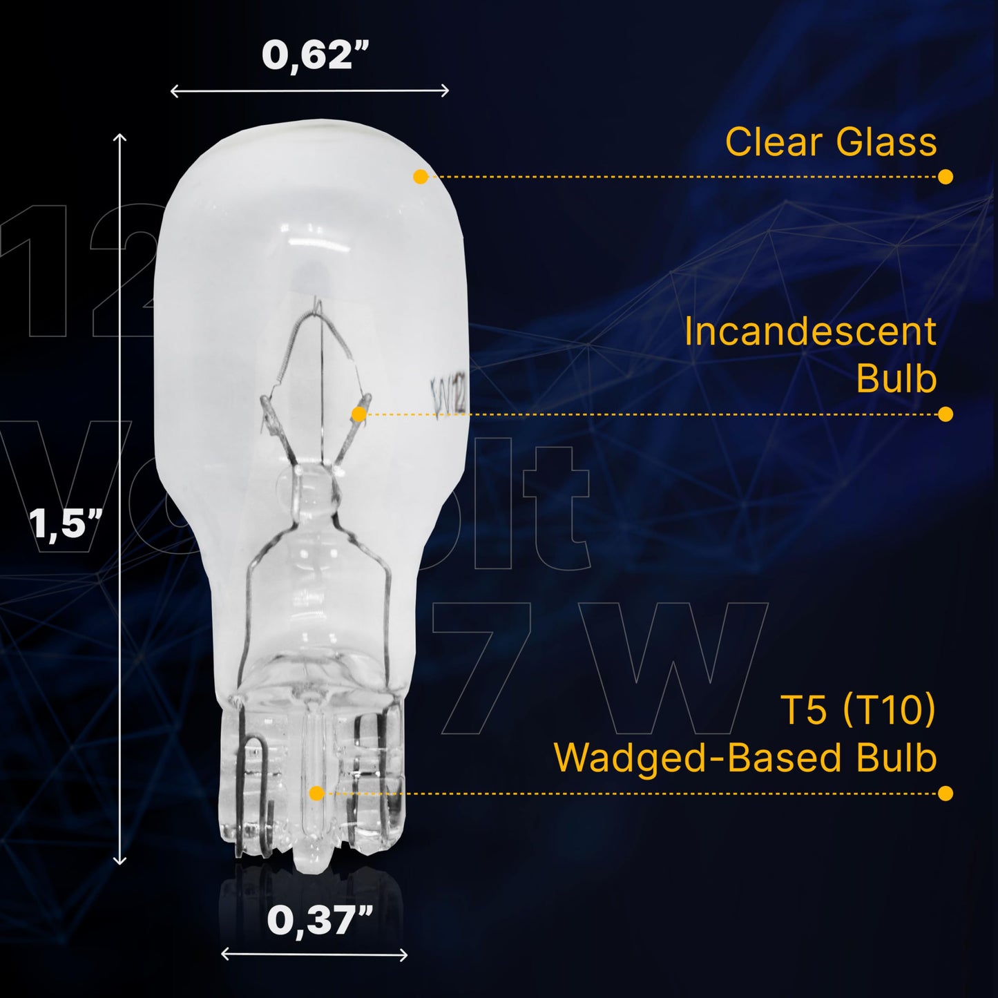 Diximus 12 Volt 7 Watt Low Voltage T5 Landscape Bulb - Pack 10 - Landscape Light Bulbs - Low Voltage Landscape Light Bulbs (Clear, 10)