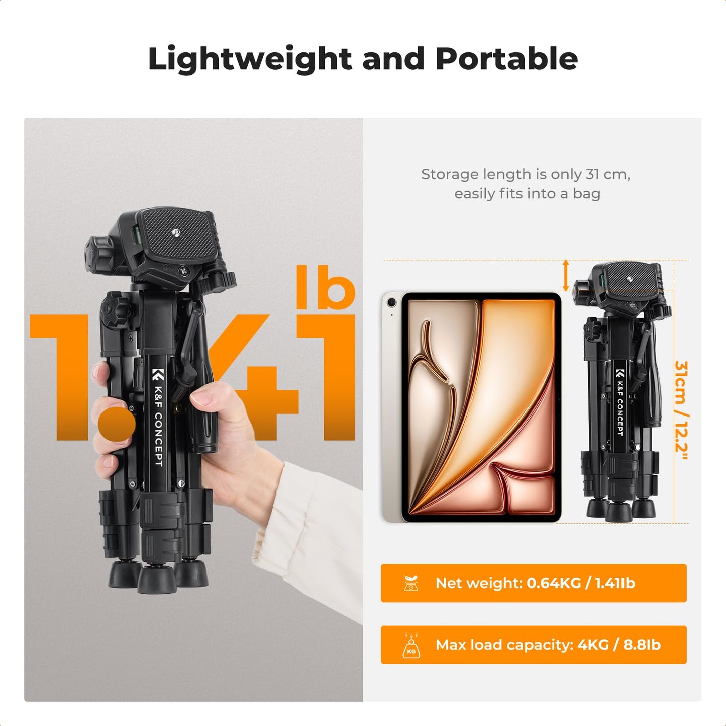 K&F CONCEPT Mini Desk Tripod for Camera, 25" Aluminum Tabletop Cellphone Video Tripods with Remote Control, Portable Small Tripod for DSLR Cameras