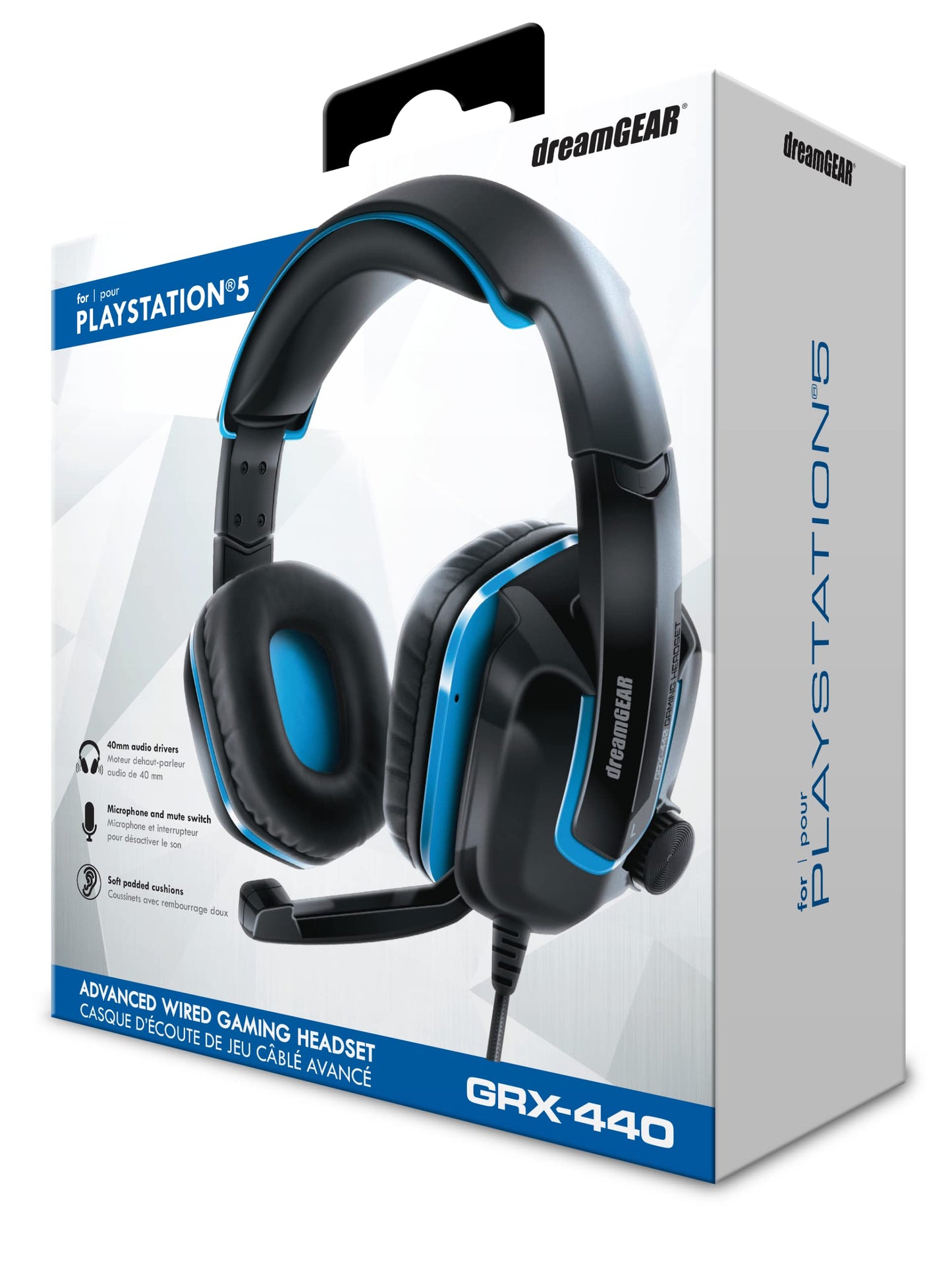 GRX-440 Advanced Wired Gaming Headset for PS5: 40mm Drivers, High Performance Microphone, Soft Padded Cushions, Volume Control and Mute Box