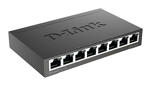 D-Link DGS-108/B 8-Port Gigabit Unmanaged Metal Desktop Switch 10/100/1000 Mbit/s - UK Version Black DGS-108/B