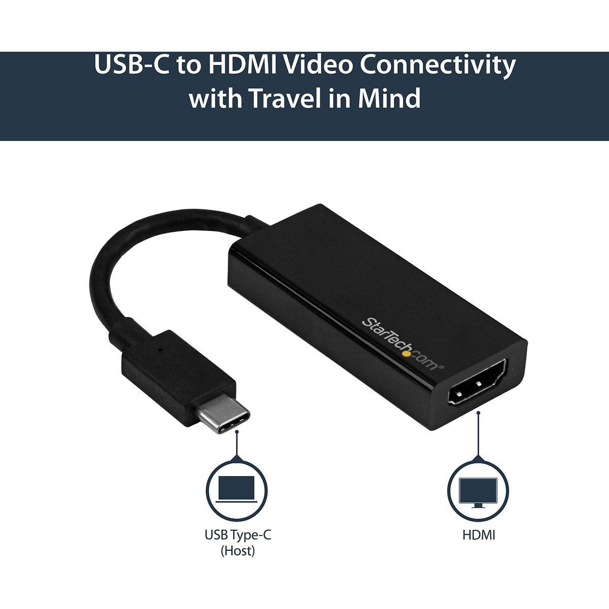 StarTech USB-C to HDMI Adapter Dongle, 4K 60Hz, DP Alt Mode, Reversible