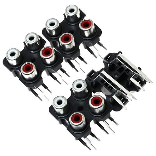 E-outstanding RCA Female Jack 4PCS PCB Mounted AV Concentric Outlet 4 RCA Female Video Socket Right Angle Connector