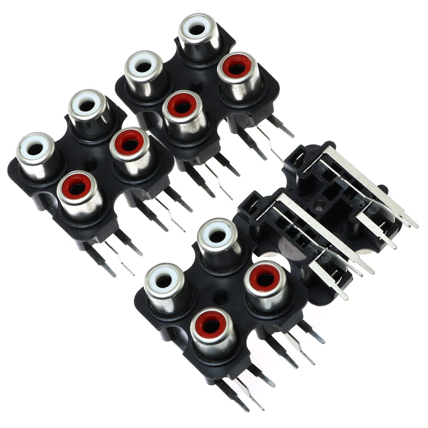 E-outstanding RCA Female Jack 4PCS PCB Mounted AV Concentric Outlet 4 RCA Female Video Socket Right Angle Connector