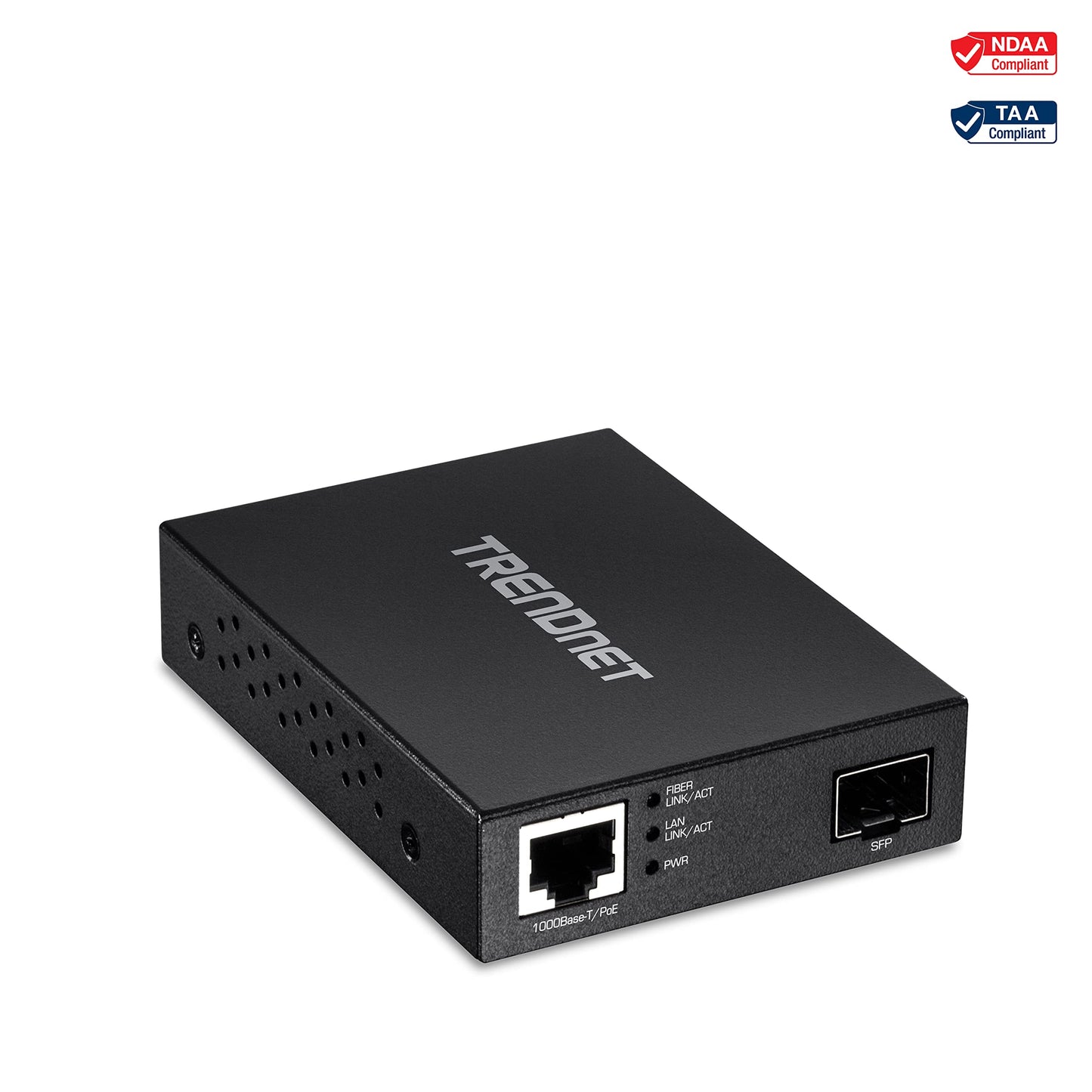 TRENDnet Gigabit Poe Pd SFP Fiber Media Converter, Poe Powered 100/1000Base-T to SFP Fiber Media Converter, Compact Design, TFC-PGSFP (Renewed)