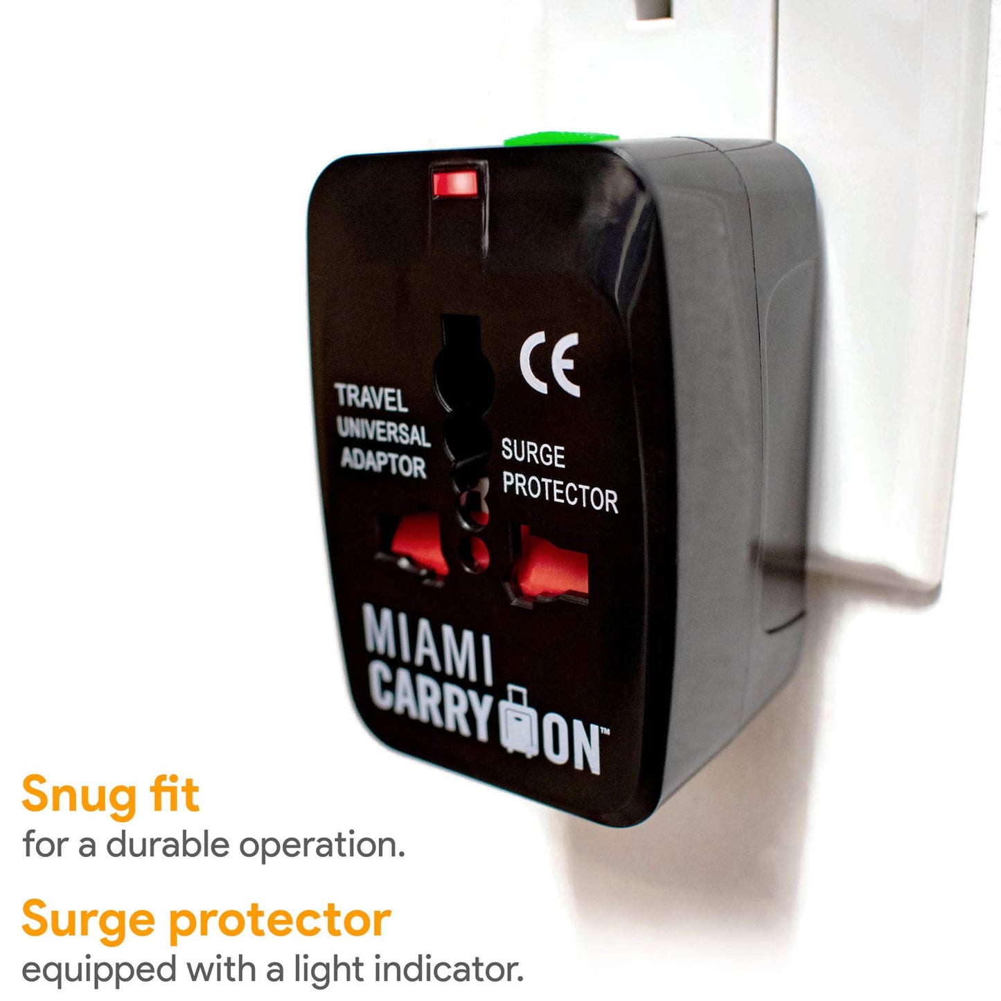 Miami CarryOn International Travel Adapter with Two USB Ports (1, Black)