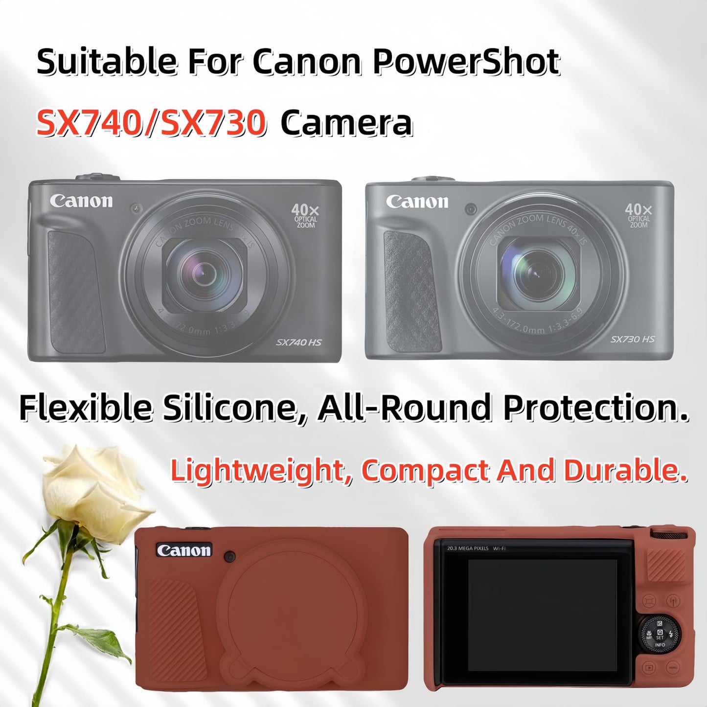 SZHSYJY Camera Case for Canon PowerShot SX740/ SX730 Digital Camera,SX740 HS Case, Soft Silicone Protective Case Removable Lens Cover,Comes with 2
