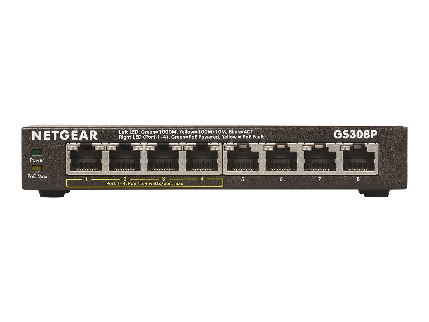 NETGEAR GS308P-100NAS 8-Port Gigabit Ethernet Unmanaged Switch, 4xPoE