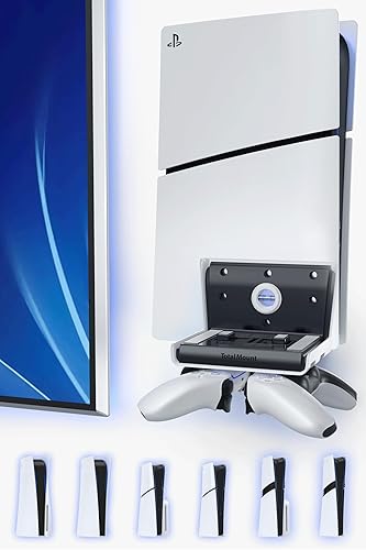 TotalMount Wall Mount for All PS5 Models - Bonus: Holds Two Controllers (Compatible with All PS5 Models Including Slim, Pro, and Original)