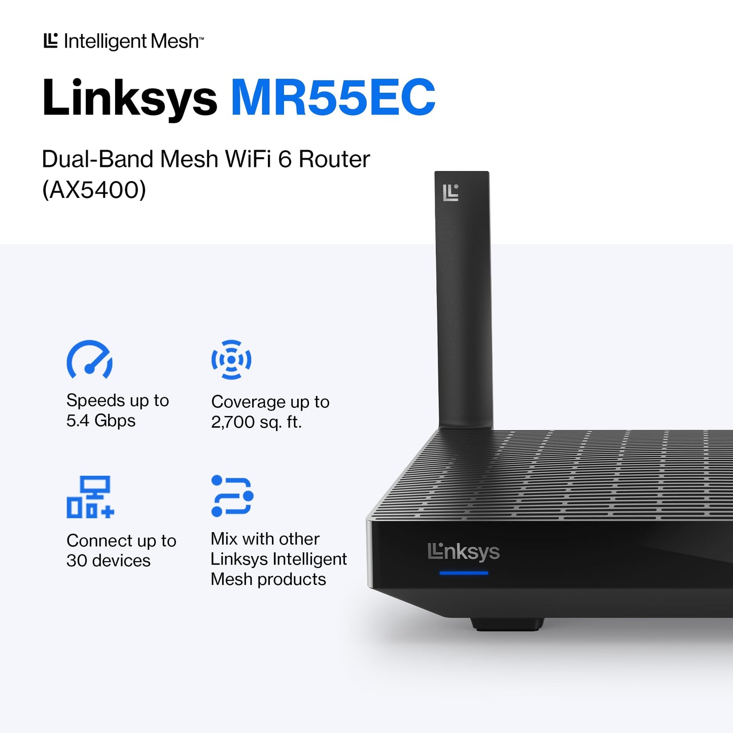 Linksys Hydra Pro 6 Mesh WiFi 6 Router - WiFi Extender Replacement - MR5500-AMZ - Mesh WiFi Router for Wireless Internet - WiFi Mesh Wireless Router